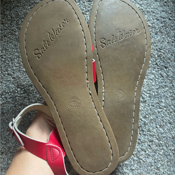 Red Leather Salt Water Sandals By Hoy 7 - Picture 4 of 8